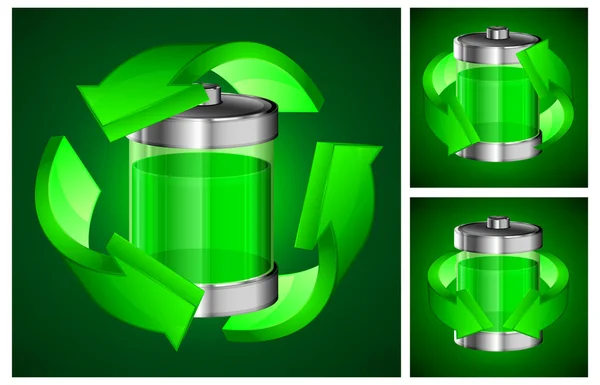 Baterie recyklace koncepce na zelené — Stockový vektor