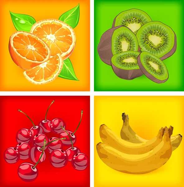 Four banners with fruits — Stock Vector