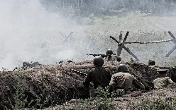 Rekonstrukcja bitwy z II wojny światowej — Zdjęcie stockowe