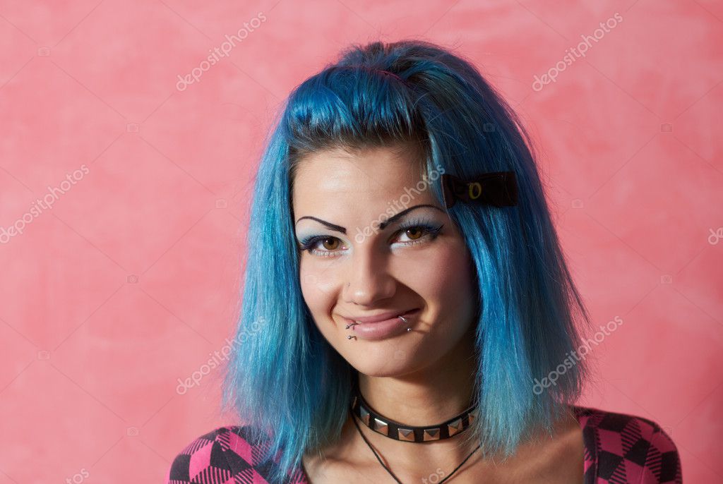 Punk Girl Dyed Hair Manga Style Punk Girl With Dyed Hair