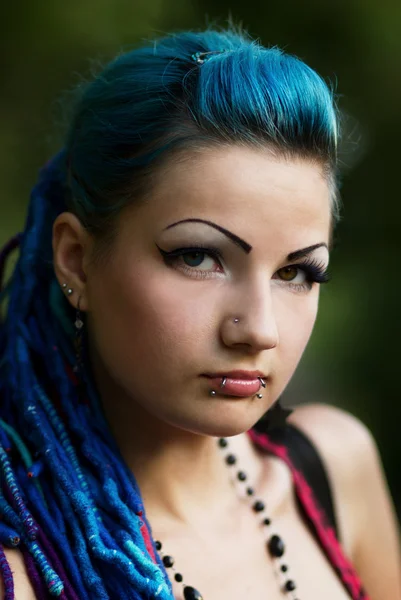 Portrait of pierced young girl — Stock Photo, Image