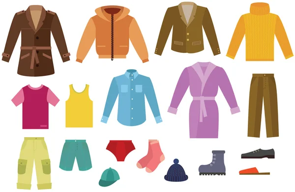 Coleção de roupas cor mens — Vetor de Stock