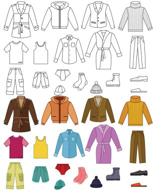 Mens clothing collection clipart