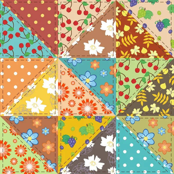 Fondo patchwork con diferentes patrones — Archivo Imágenes Vectoriales