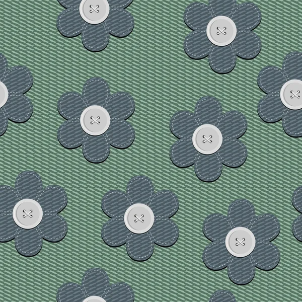 Nahtloser Denim Hintergrund mit Sammelalbum-Blumen — Stockvektor