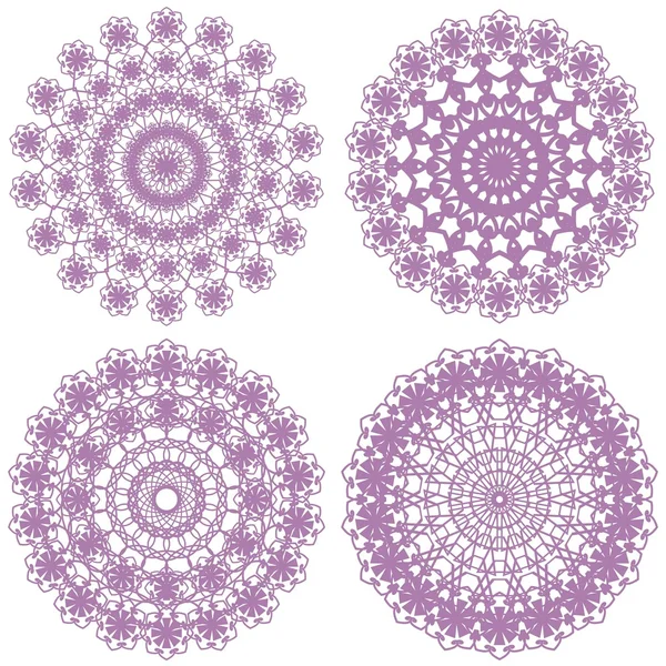 Fyra olika spetsar mönster på vit — Stock vektor