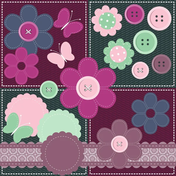 Set with different scrapbook objects — Stock Vector