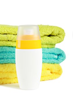 Sun lotion with towels clipart