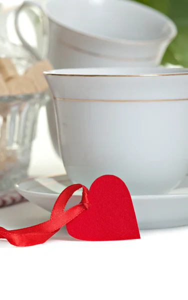 Kopje thee met hart vorm — Stockfoto