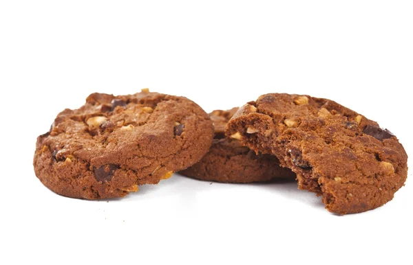 Pile of chocolate chip cookies isolated — Stock Photo, Image