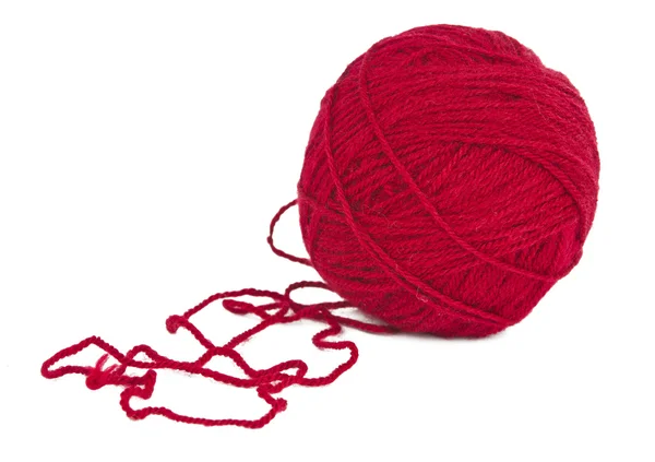 Ball of red yarn is isolated — Stock Photo, Image