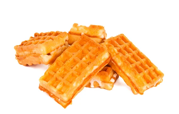 Waffles with cream isolated — Stock Photo, Image