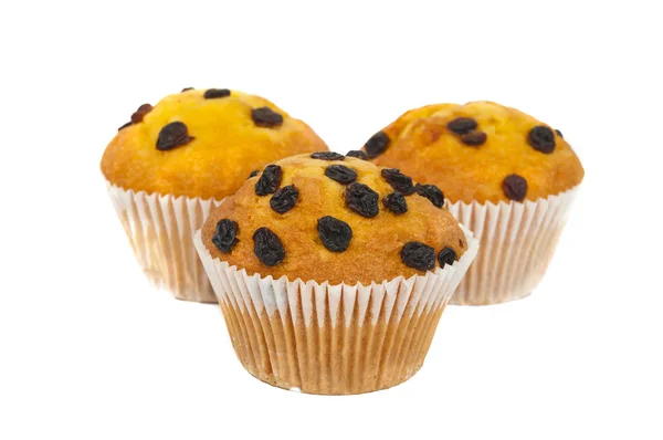 Muffin met rozijnen geïsoleerd — Stockfoto