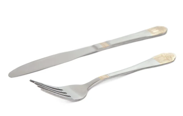 Cuchillo y tenedor aislados — Foto de Stock