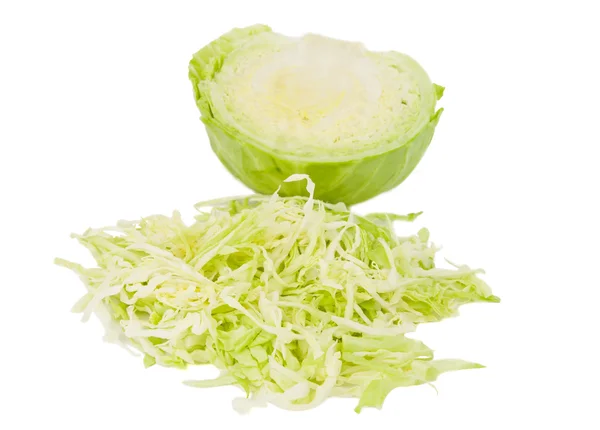 Fresh green cabbage with cut isolated — Stock Photo, Image