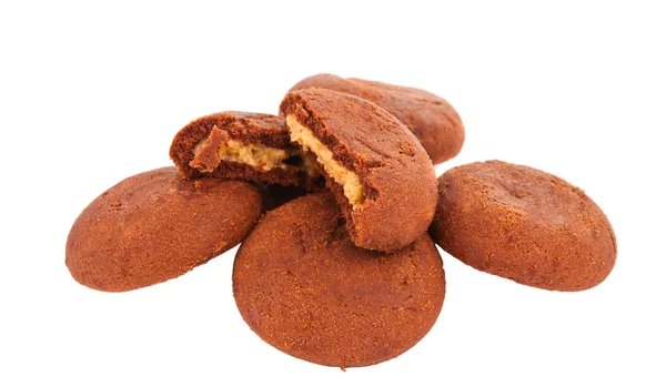 절연 충전 물 가진 초콜렛 쿠키 — 스톡 사진