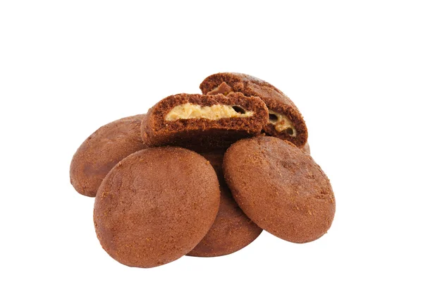Chocolade cookie belegde geïsoleerd — Stockfoto