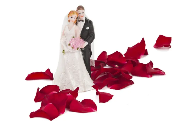 Um casal de casamento feito de plástico, modelos para bolo de casamento — Fotografia de Stock