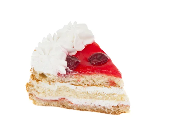 Kawałek ciasta z wiśniami na białym tle — Zdjęcie stockowe
