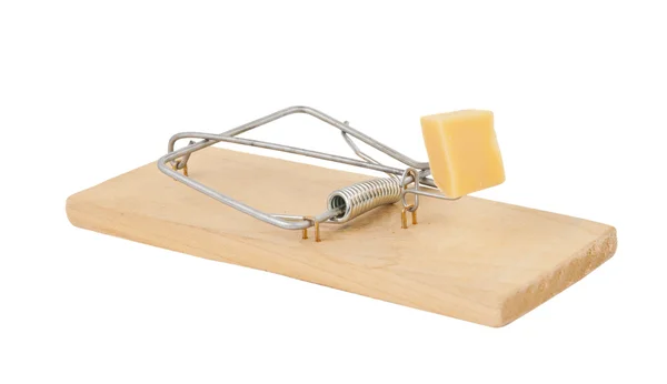 Mousetrap met kaas geïsoleerd — Stockfoto