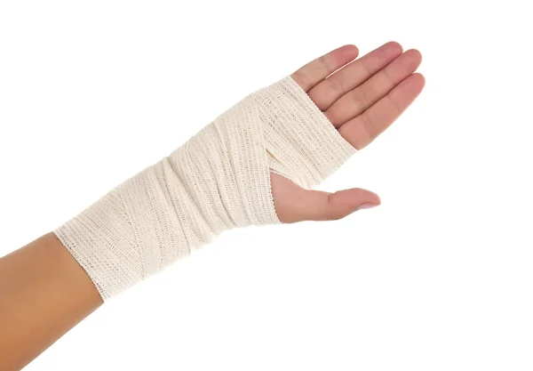 Mão amarrado bandagem elástica — Fotografia de Stock