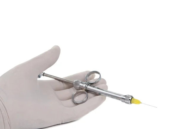 Hand with dental tools isolated — Stock Photo, Image