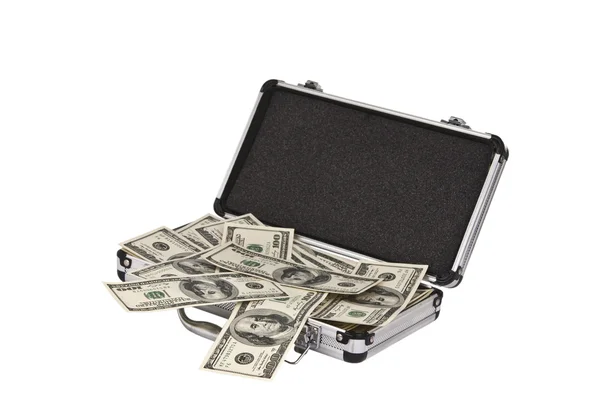 Case with dollars isolated Stock Photo
