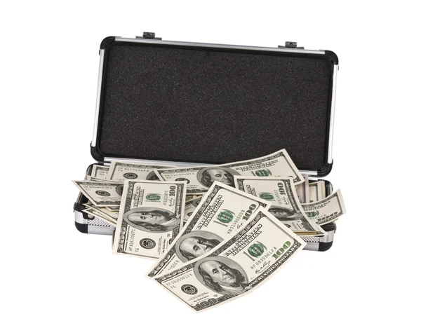 Case with dollars isolated Royalty Free Stock Photos