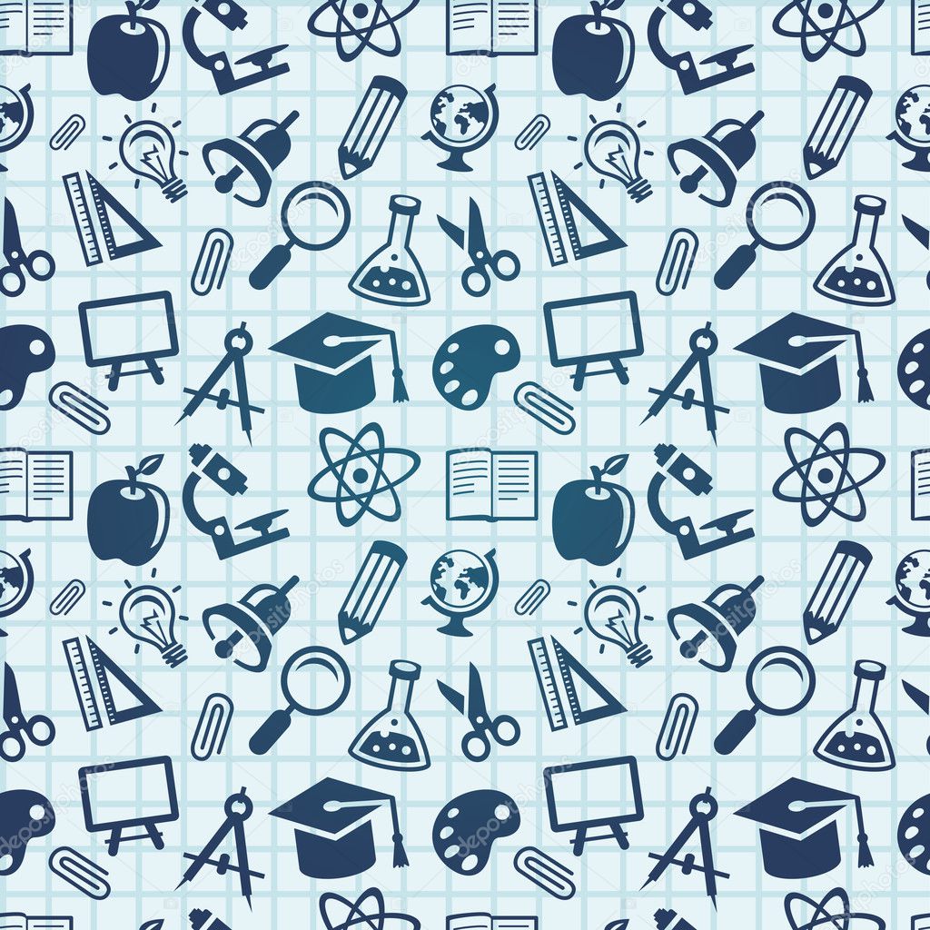 Vector Seamless Pattern With Education Icons Stock Vector