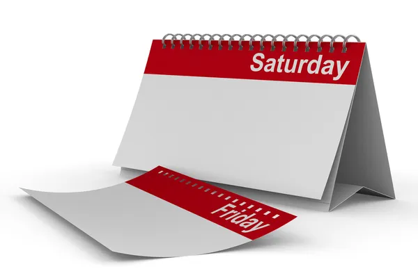 Calendario per sabato su sfondo bianco. Immagine 3D isolata — Foto Stock