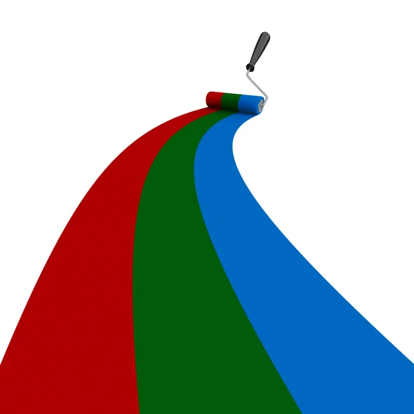 RGB cepillo de rodillo dibujado en el blanco. Imagen 3D aislada —  Fotos de Stock