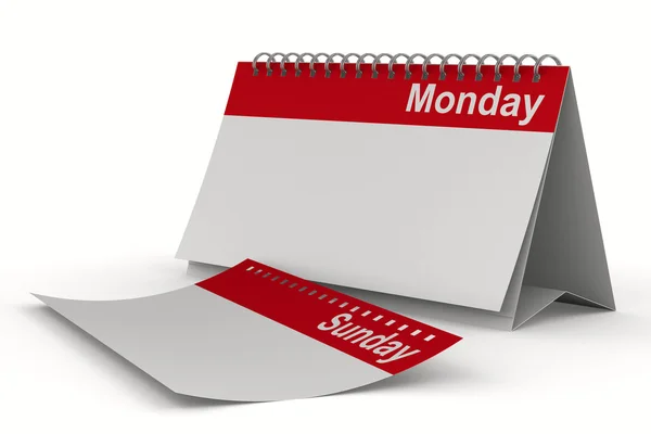 Kalender voor maandag op witte achtergrond. geïsoleerde 3D-beeld — Stockfoto