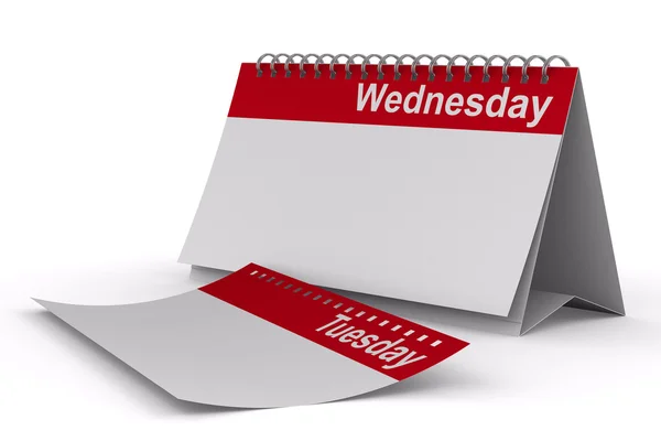 Calendario per mercoledì su sfondo bianco. Immagine 3D isolata — Foto Stock