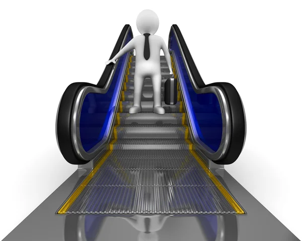 Businessman on escalator. Isolated 3D image — Stock Photo, Image
