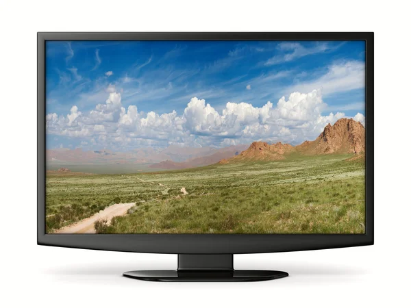 TV su sfondo bianco. Immagine 3D isolata — Foto Stock