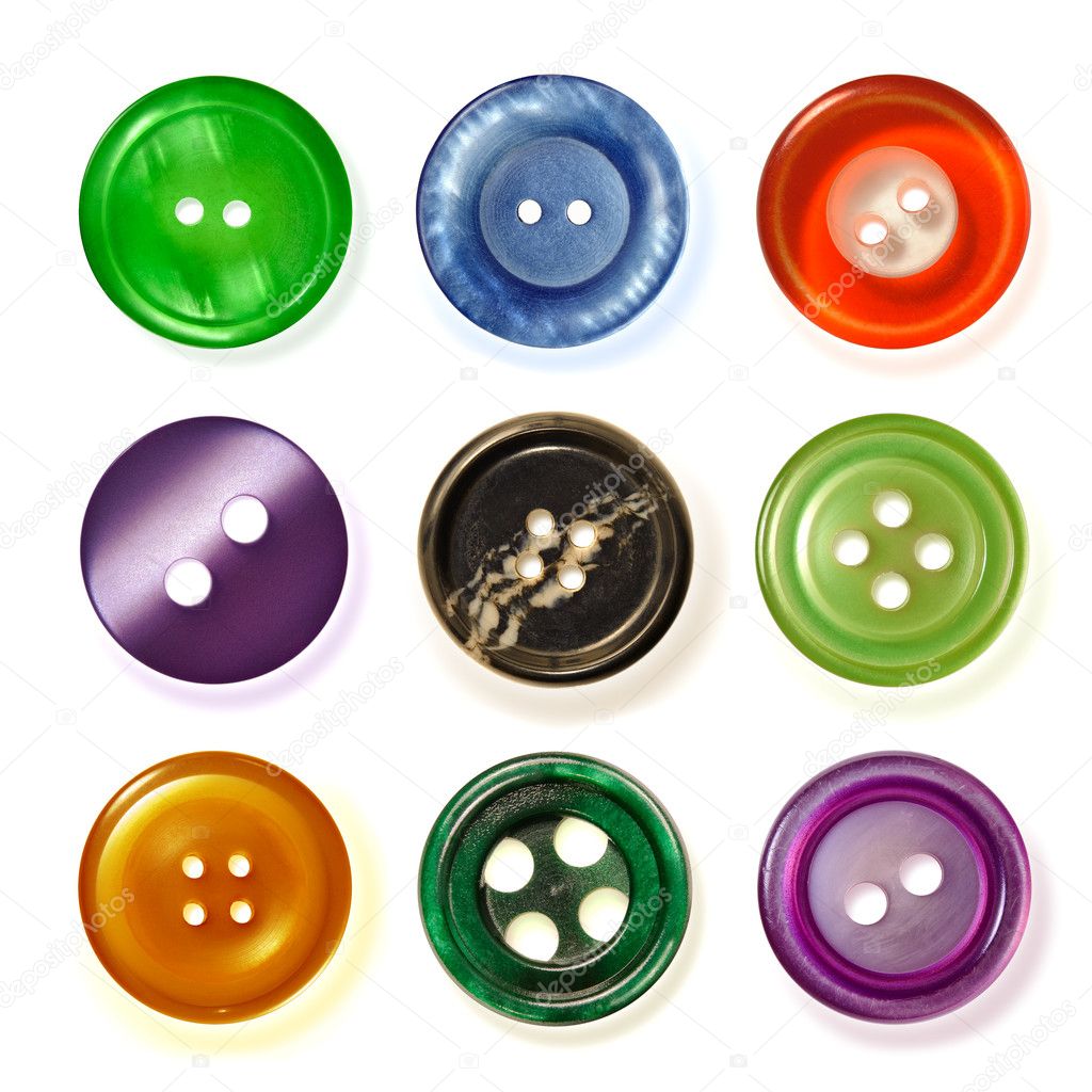 Nine sewing buttons.