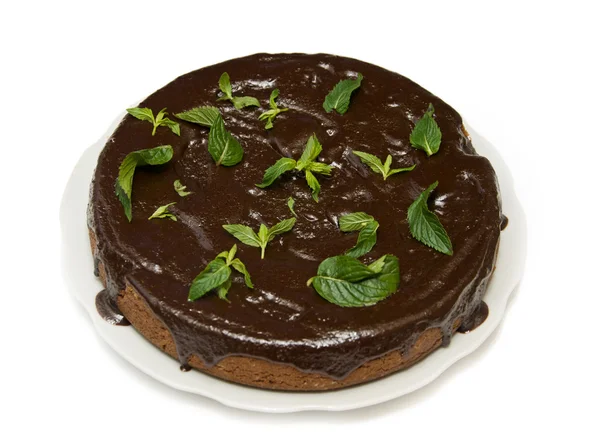 Csokoládé torta, a menta — Stock Fotó