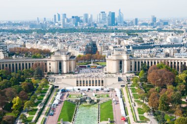 Aerial panoramic view of Paris and Seine river as seen from Eiff clipart