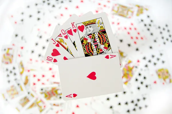Jogando cartas isoladas - Royal Flush — Fotografia de Stock