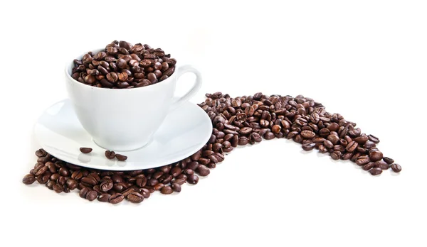 Чашка повна кавових зерен — стокове фото