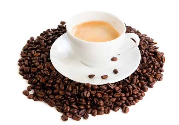 Xícara de café cappuccino isolado sobre fundo branco — Fotografia de Stock