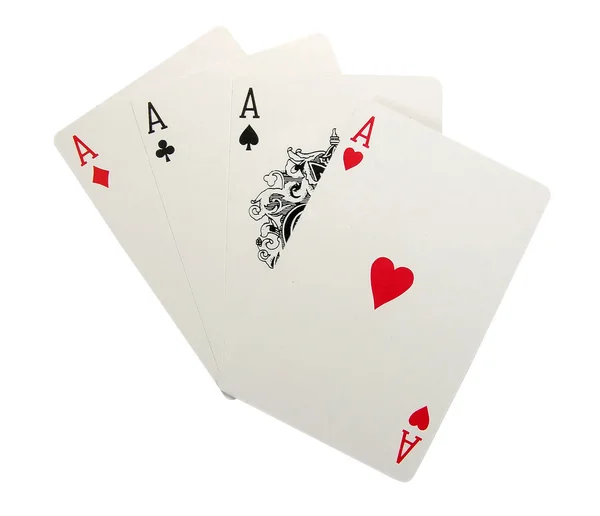 Speelkaarten geïsoleerd - vier van een soort Rechtenvrije Stockafbeeldingen