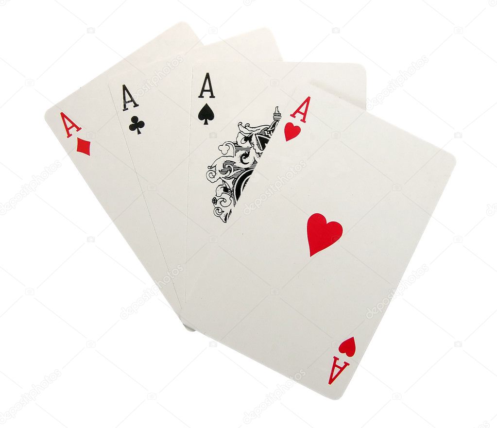 Playing cards isolated - Four of a Kind — Stock Photo © valphoto #11349537