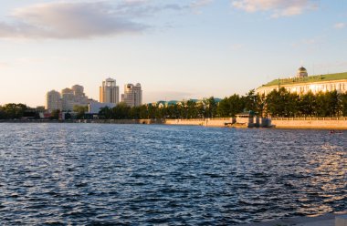 View of quay wharf embankment Yekaterinburg City. clipart