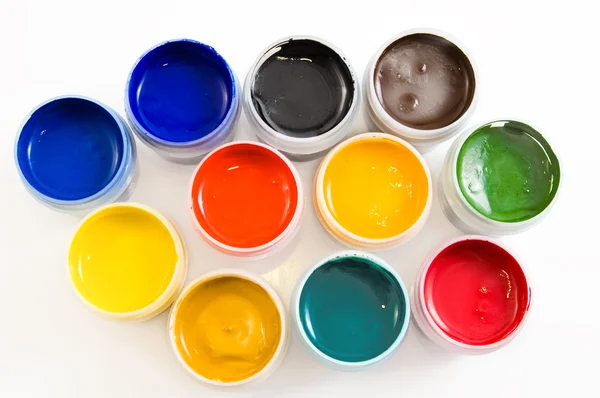 Набор акварельных гуашь красок — стоковое фото