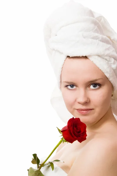 タオルを持つ女性 — ストック写真