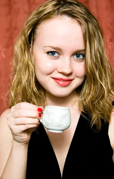 Woman and cup — Stock Photo, Image