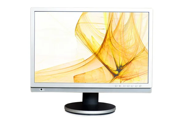Widescreen LCD panel with fractal on the screen. — Stock Photo, Image