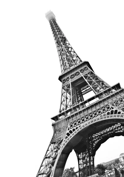 白で隔離されるパリの有名なエッフェル タワー — ストック写真