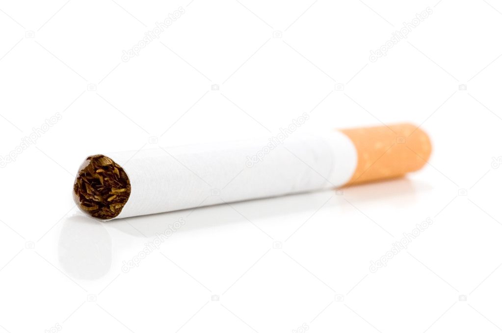 Cigarette on white.